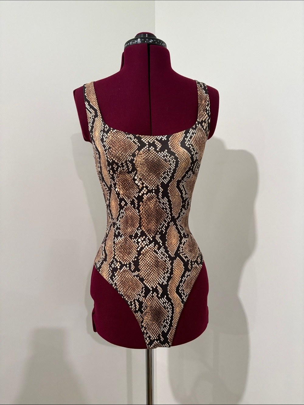 Babaton Aritzia Snake-Print Bodysuit in Brown and Black